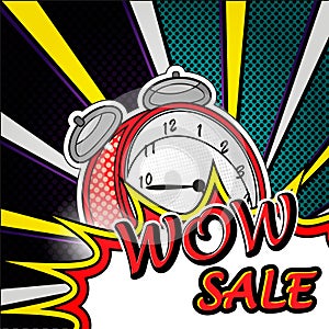 Wow sale pop art explosion over dotted background