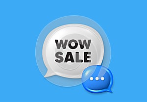 Wow Sale tag. Special offer price sign. Text box speech bubble 3d icons. Vector
