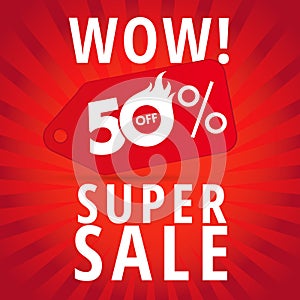 WOW super sale 50% off banner