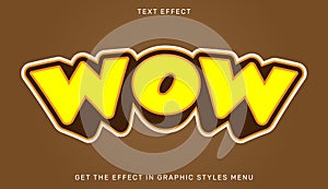Wow text effect template in 3d style