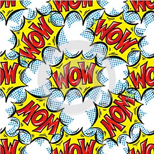 WOW word Multicolored comics speech bubbles seamless pattern