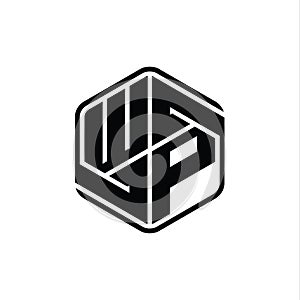 WP Logo monogram hexagon shape with ornament abstract isolated outline design template photo