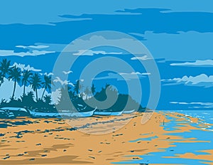 Bangka in Santa Fe Beach Bantayan Island Philippines WPA Poster Art