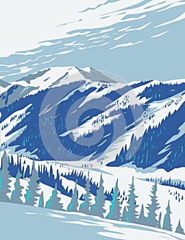 Taos Ski Valley Viewed from Wheeler Peak in Taos County New Mexico WPA Poster Art photo