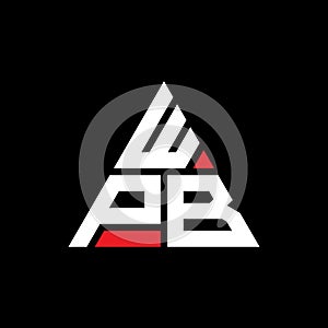 WPB triangle letter logo design with triangle shape. WPB triangle logo design monogram. WPB triangle vector logo template with red