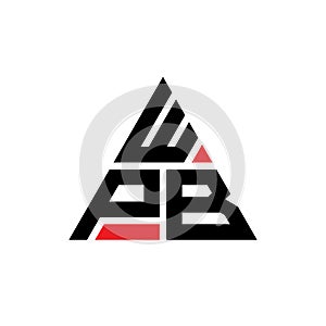 WPB triangle letter logo design with triangle shape. WPB triangle logo design monogram. WPB triangle vector logo template with red