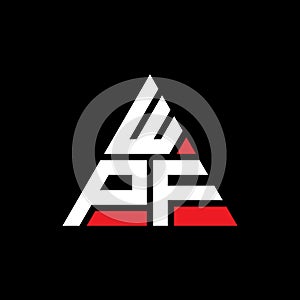 WPF triangle letter logo design with triangle shape. WPF triangle logo design monogram. WPF triangle vector logo template with red