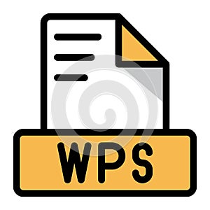 Wps file icon colorful style design. document format text file icons, Extension, type data, vector illustration photo