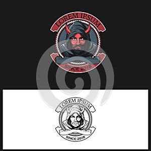 Wraith man use a hood vector badge logo template