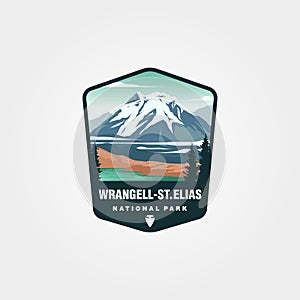 Wrangell saint elias national park sticker logo design, wrangell mountain vector illustration design