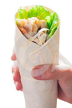 Wrap chicken in hand