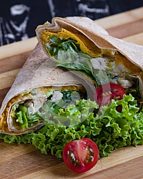 Wrap with chicken meat