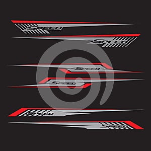 Wrap Design For Car vectors. Sports stripes, car stickers black color. Racing decals for tuning_20230510