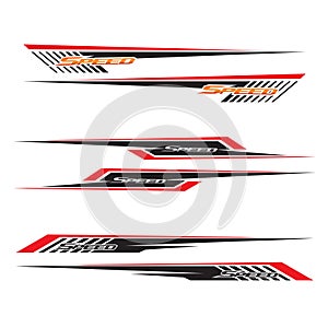 Wrap Design For Car vectors. Sports stripes, car stickers black color. Racing decals for tuning_20230510