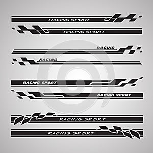 Wrap Design For Car vectors. Sports stripes, car stickers black color. Racing decals for tuning_20231102