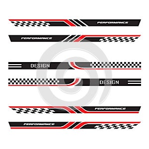 Wrap Design For Car vectors. Sports stripes, car stickers black color. Racing decals for tuning V2_20230518