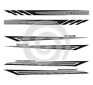 Wrap Design For Car vectors. Sports stripes, car stickers black color. Racing decals for tuning V3_20230518