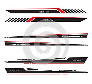 Wrap Design For Car vectors. Sports stripes, car stickers black color. Racing decals for tuning V4_20230518