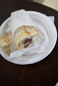 Wrap with ham and cheese served for lunch