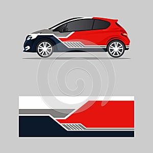 wrap, truck and cargo van sticker. Graphic Modern red geometric style background design