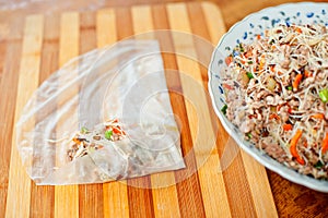 Wraping spring rolls