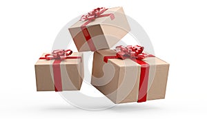 Wrapped brown packages delivery boxes 3d-illustration