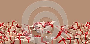 Wrapped brown packages delivery boxes 3d-illustration