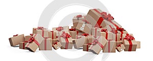 Wrapped brown packages delivery boxes 3d-illustration