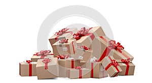 Wrapped brown packages delivery boxes 3d-illustration