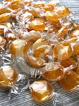Wrapped butterscotch candies
