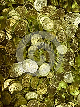 Wrapped Chocolate Coins in Gold Foil