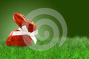 Wrapped Easter bunny on grass