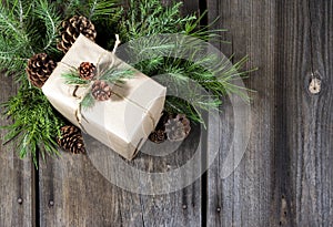 Wrapped Gift Rustic Background