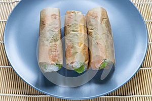 Wrapped Nem Cuon, Vietnamese cold rolls close up