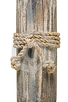 Wrapped rope on wood
