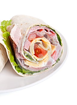 Wrapped tortilla sandwich roll