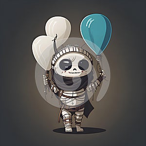 Wrapped in Whimsy The Charming Mummy with a Balloon