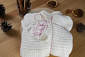 Wrapped white woolen sweater