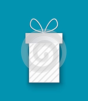 Wrapped Xmas Present Cut Out Icon, Isolated Blue