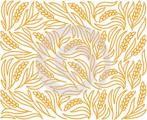Wrapping paper for bakery. Cereal pattern. Spikelets and ears of wheat, rye or barley. Editable outline stroke. Vector