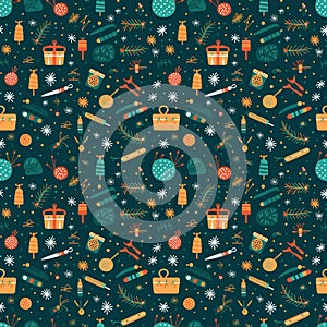 wrapping paper design featuring DIY holiday crafts