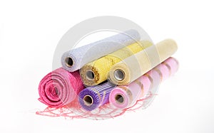 Wrapping paper for flowers in rolls on a white background