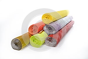 Wrapping paper for flowers in rolls on a white background