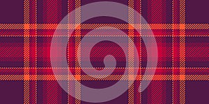 Wrapping textile check background, checked pattern texture seamless. Drawing fabric plaid tartan vector in pink and red colors