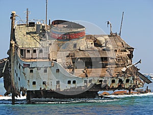 Wreak boat. Red Sea. Egypt photo