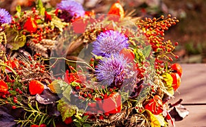 Wreath of autumn flowers