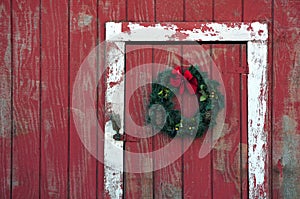 Wreath on barn photo