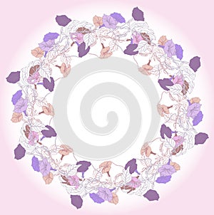 Wreath with blue violet bindweed