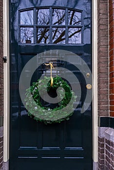 Wreath door new year decoration house front garland blue gift entrance party