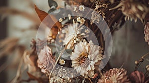 A wreath of dried flowers and eucalyptus leaves perfect for a bohochic decor
